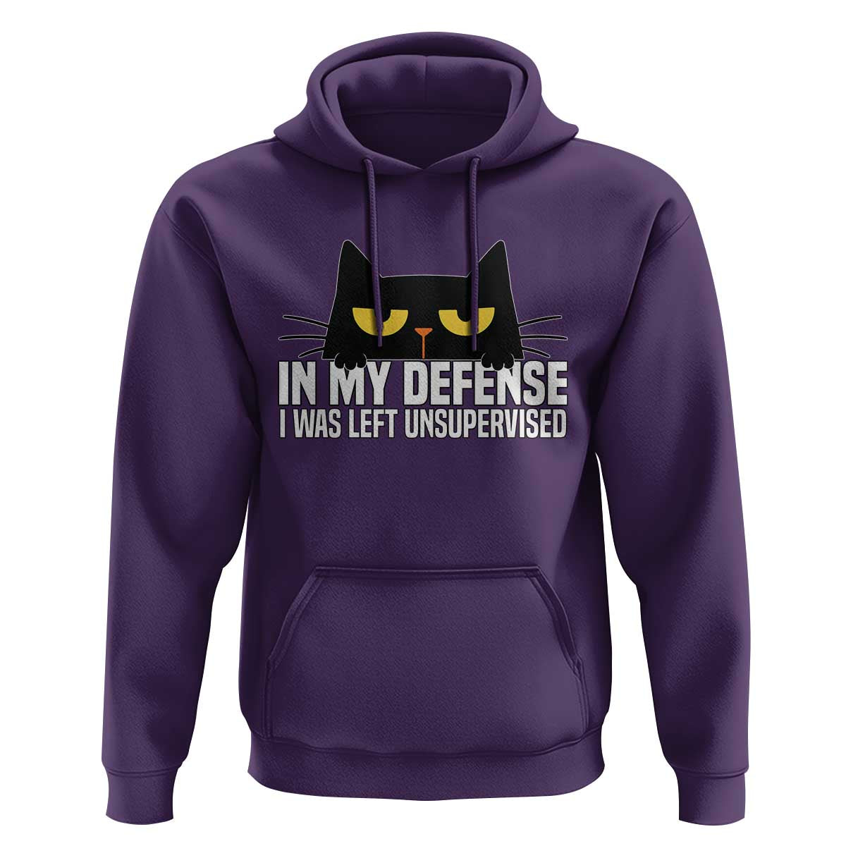 Sarcastic Black Cat Hoodie In My Defense I Was Left Unsupervised - Wonder Print Shop