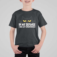 Sarcastic Black Cat T Shirt For Kid In My Defense I Was Left Unsupervised - Wonder Print Shop