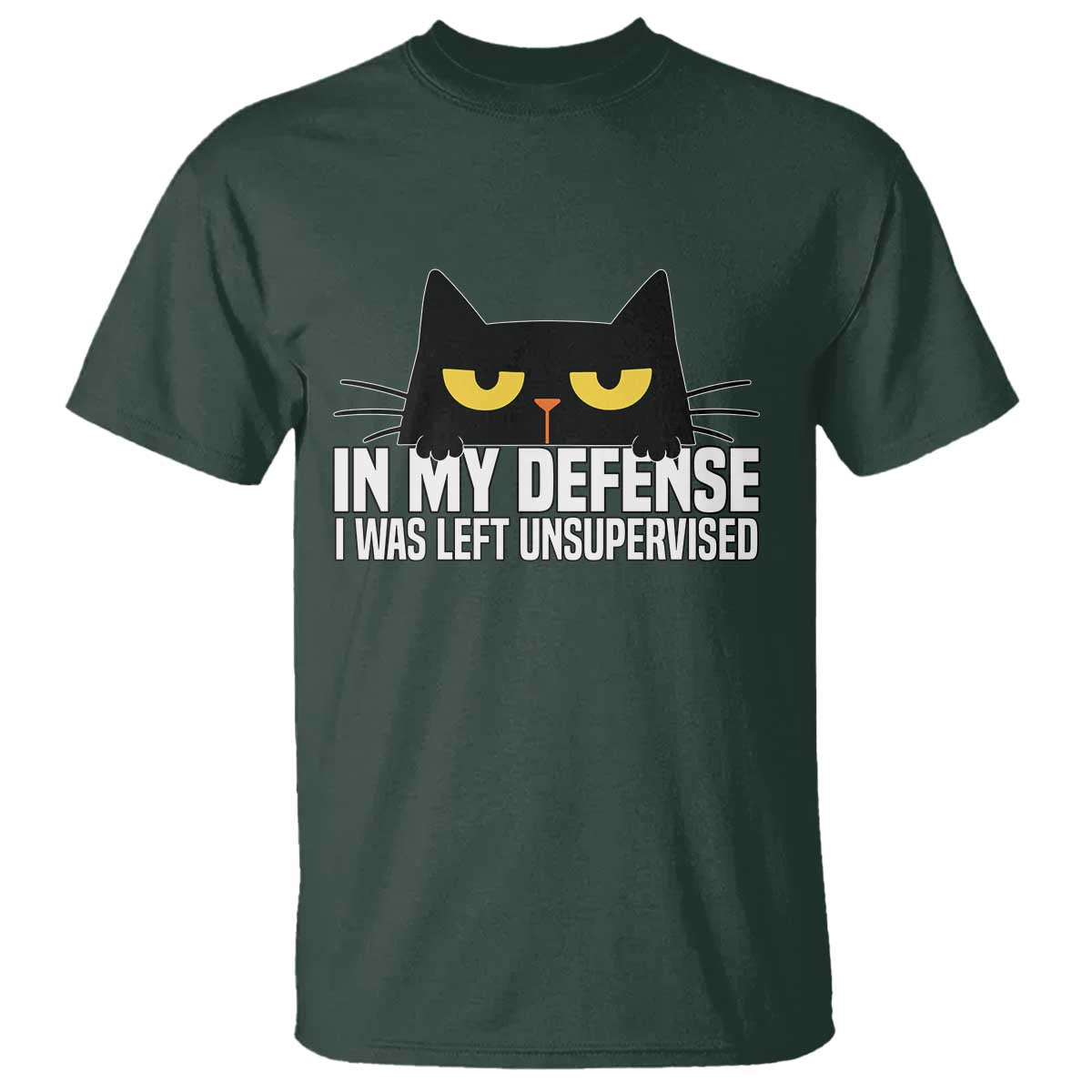 Sarcastic Black Cat T Shirt In My Defense I Was Left Unsupervised - Wonder Print Shop