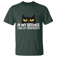 Sarcastic Black Cat T Shirt In My Defense I Was Left Unsupervised - Wonder Print Shop