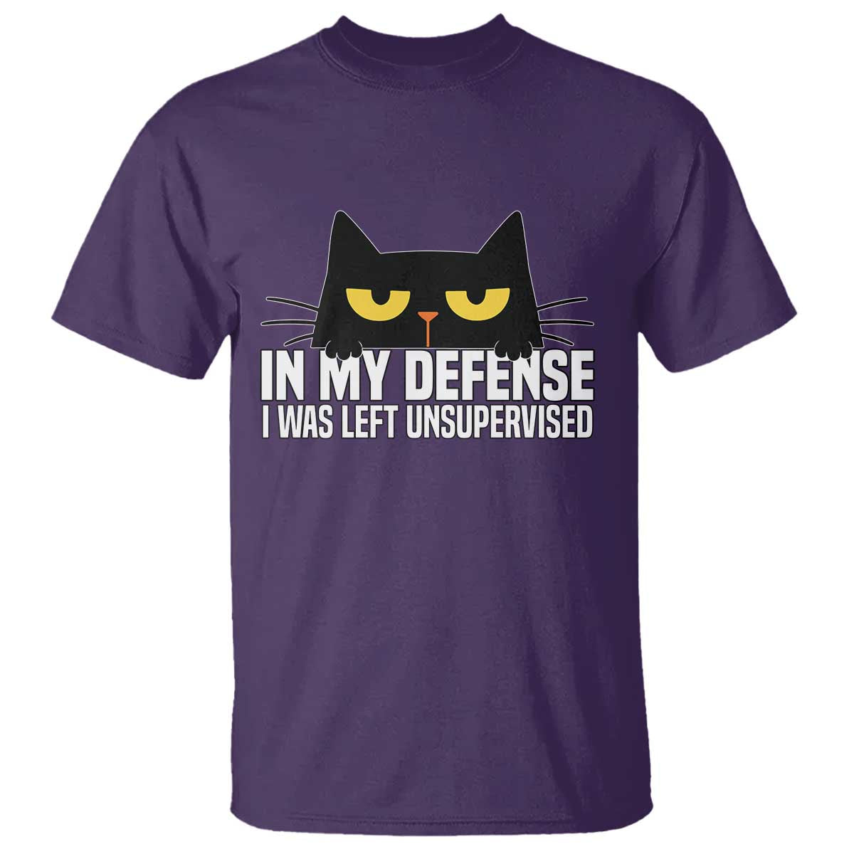 Sarcastic Black Cat T Shirt In My Defense I Was Left Unsupervised - Wonder Print Shop