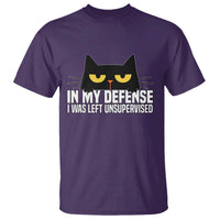 Sarcastic Black Cat T Shirt In My Defense I Was Left Unsupervised - Wonder Print Shop