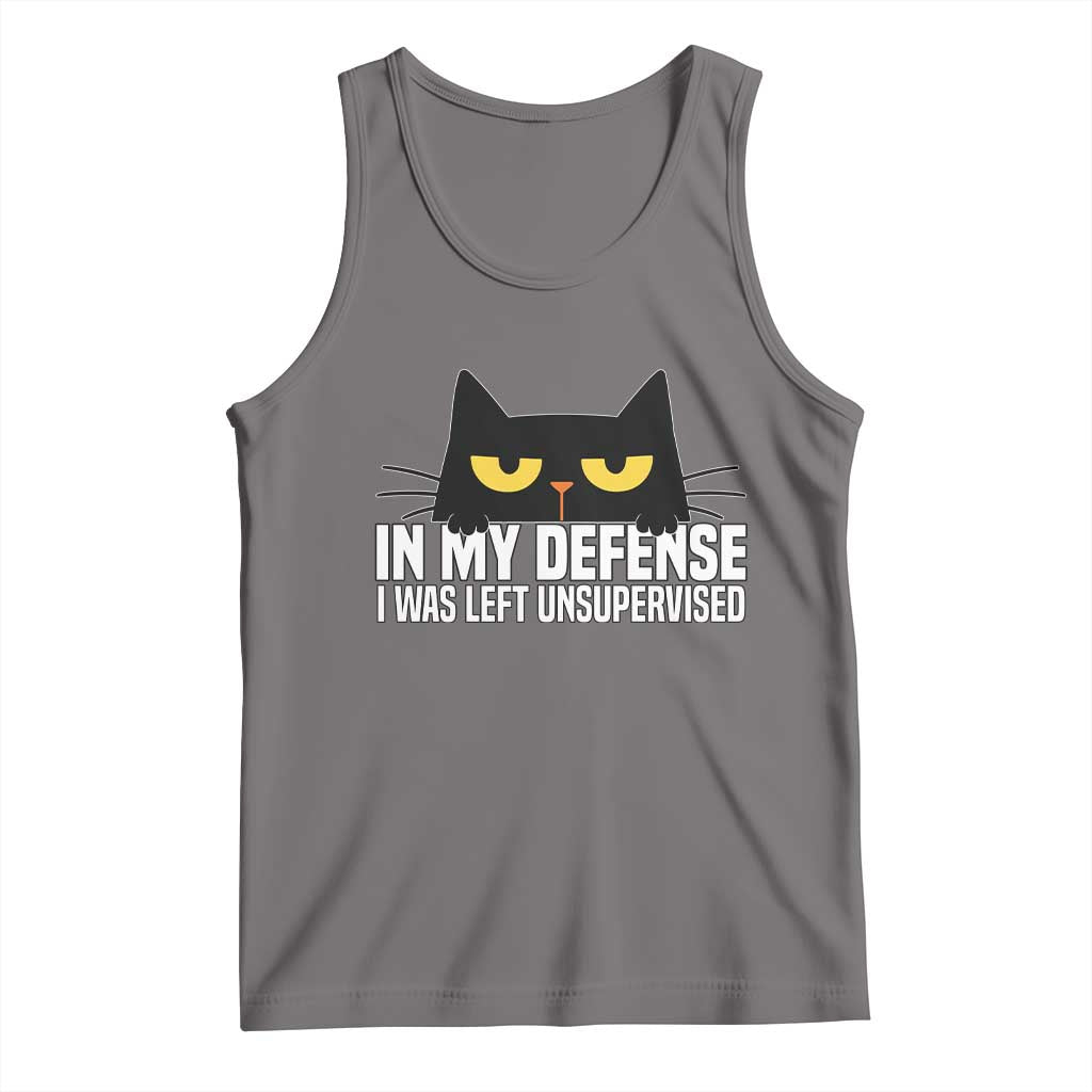 Sarcastic Black Cat Tank Top In My Defense I Was Left Unsupervised - Wonder Print Shop