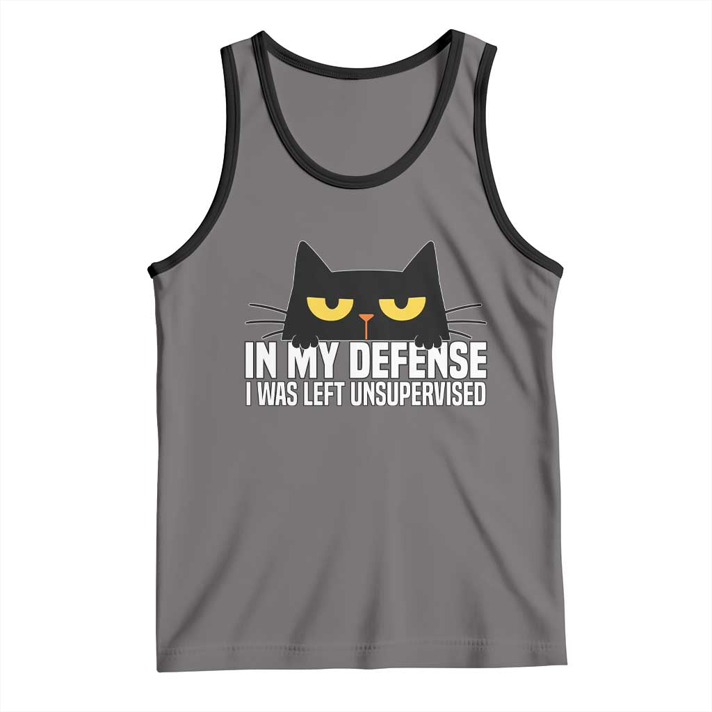 Sarcastic Black Cat Tank Top In My Defense I Was Left Unsupervised - Wonder Print Shop