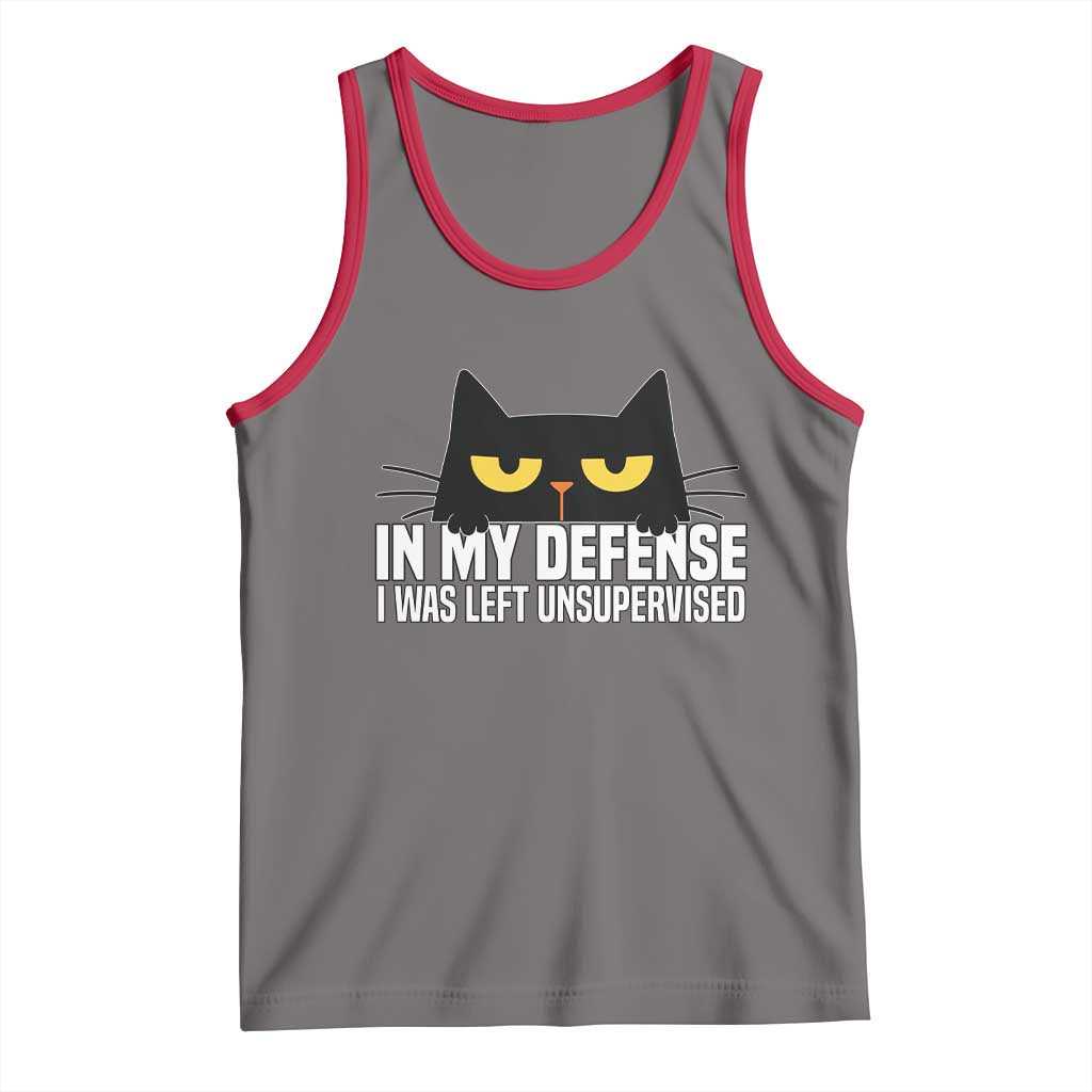 Sarcastic Black Cat Tank Top In My Defense I Was Left Unsupervised - Wonder Print Shop