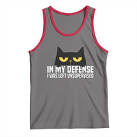 Sarcastic Black Cat Tank Top In My Defense I Was Left Unsupervised - Wonder Print Shop