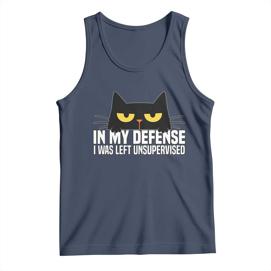 Sarcastic Black Cat Tank Top In My Defense I Was Left Unsupervised - Wonder Print Shop