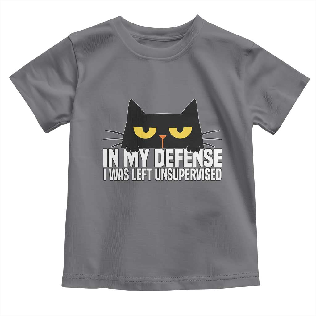 Sarcastic Black Cat Toddler T Shirt In My Defense I Was Left Unsupervised - Wonder Print Shop