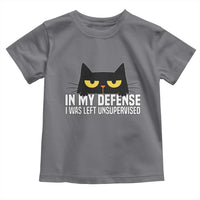 Sarcastic Black Cat Toddler T Shirt In My Defense I Was Left Unsupervised - Wonder Print Shop