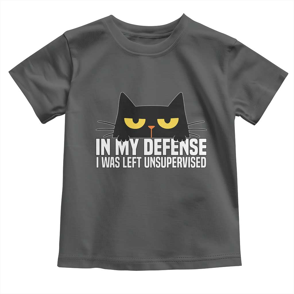 Sarcastic Black Cat Toddler T Shirt In My Defense I Was Left Unsupervised - Wonder Print Shop