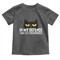 Sarcastic Black Cat Toddler T Shirt In My Defense I Was Left Unsupervised - Wonder Print Shop