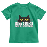 Sarcastic Black Cat Toddler T Shirt In My Defense I Was Left Unsupervised - Wonder Print Shop
