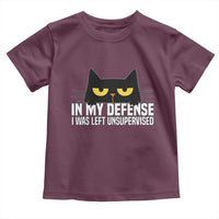 Sarcastic Black Cat Toddler T Shirt In My Defense I Was Left Unsupervised - Wonder Print Shop
