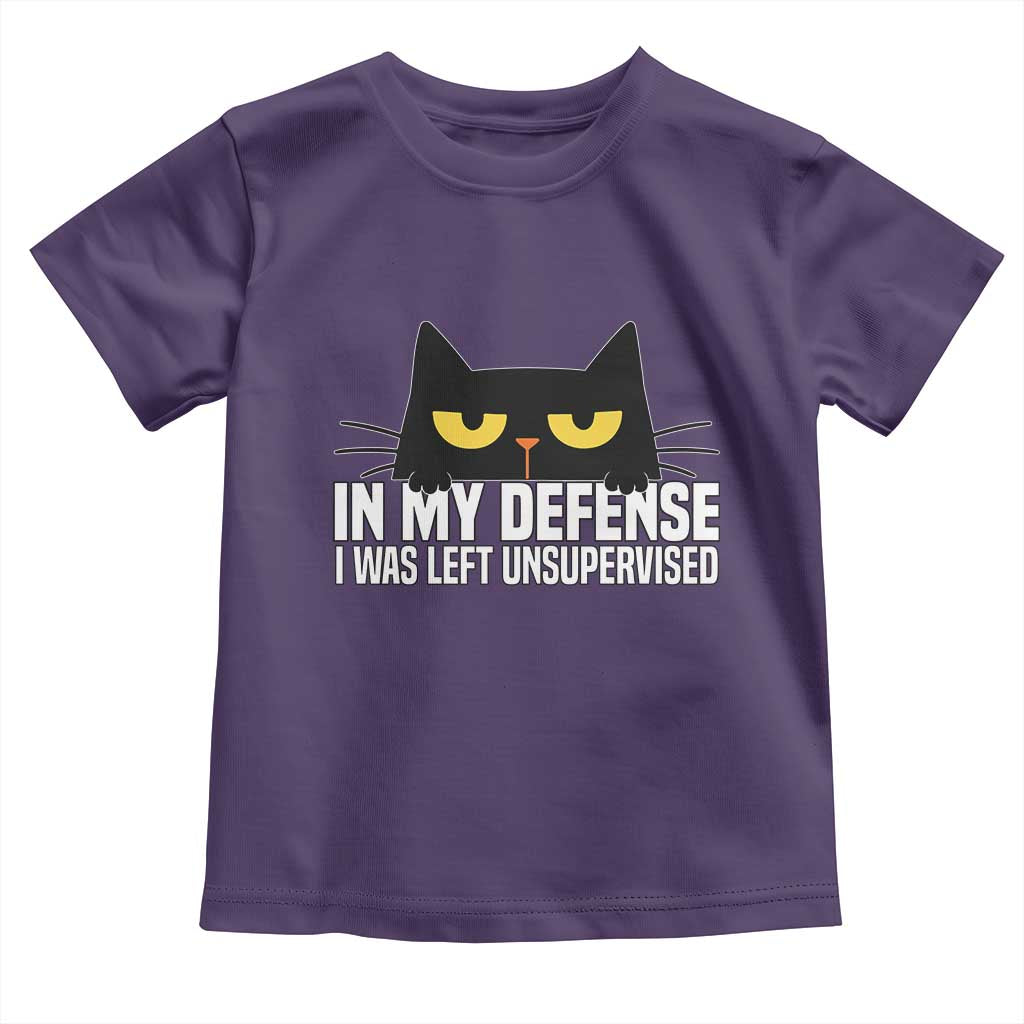 Sarcastic Black Cat Toddler T Shirt In My Defense I Was Left Unsupervised - Wonder Print Shop