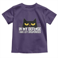 Sarcastic Black Cat Toddler T Shirt In My Defense I Was Left Unsupervised - Wonder Print Shop