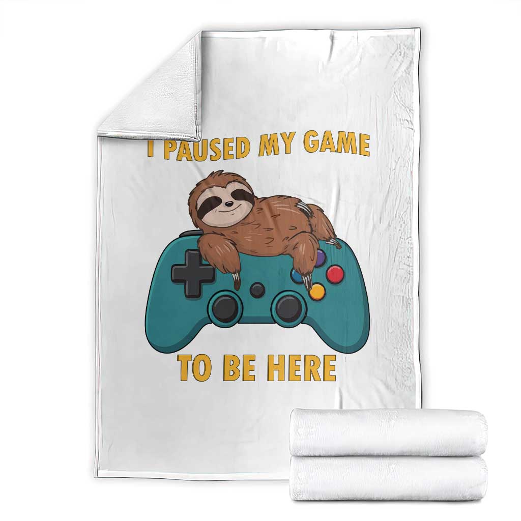 I Paused My Game To Be Here Throw Blanket Funny Sloth Gamer Video Games - Wonder Print Shop