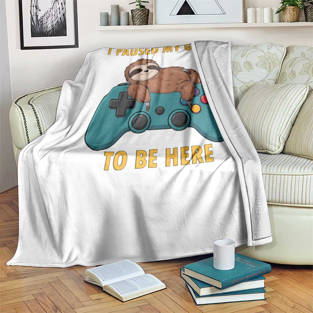 I Paused My Game To Be Here Throw Blanket Funny Sloth Gamer Video Games - Wonder Print Shop
