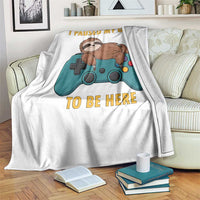 I Paused My Game To Be Here Throw Blanket Funny Sloth Gamer Video Games - Wonder Print Shop