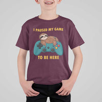 I Paused My Game To Be Here T Shirt For Kid Funny Sloth Gamer Video Games - Wonder Print Shop