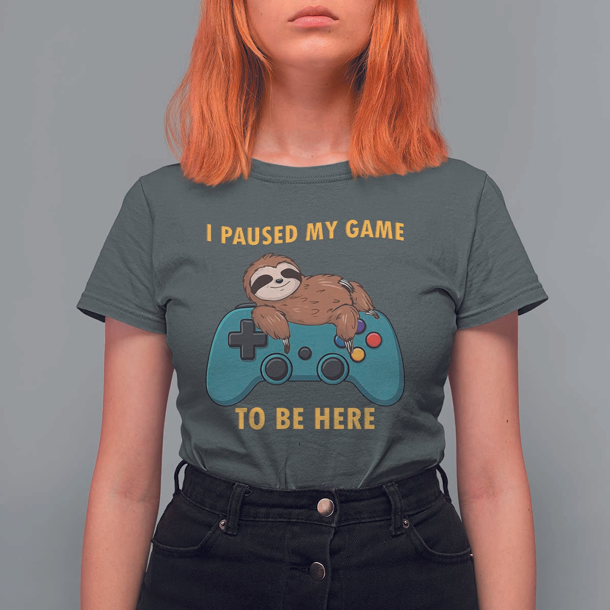 I Paused My Game To Be Here T Shirt For Women Funny Sloth Gamer Video Games - Wonder Print Shop