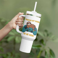 I Paused My Game To Be Here Tumbler With Handle Funny Sloth Gamer Video Games