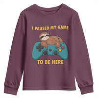 I Paused My Game To Be Here Youth Sweatshirt Funny Sloth Gamer Video Games - Wonder Print Shop