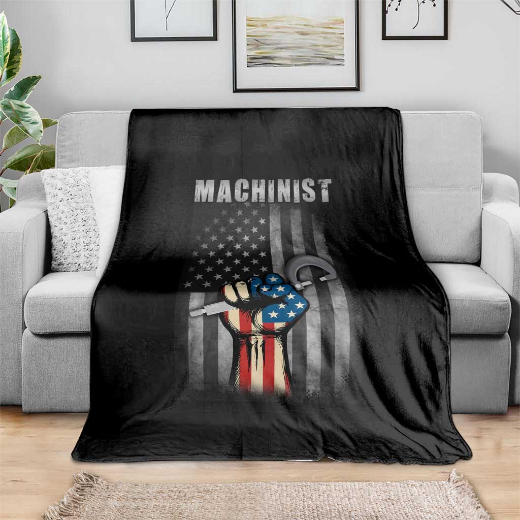 Machinist Patriotic US Flag Throw Blanket - Wonder Print Shop