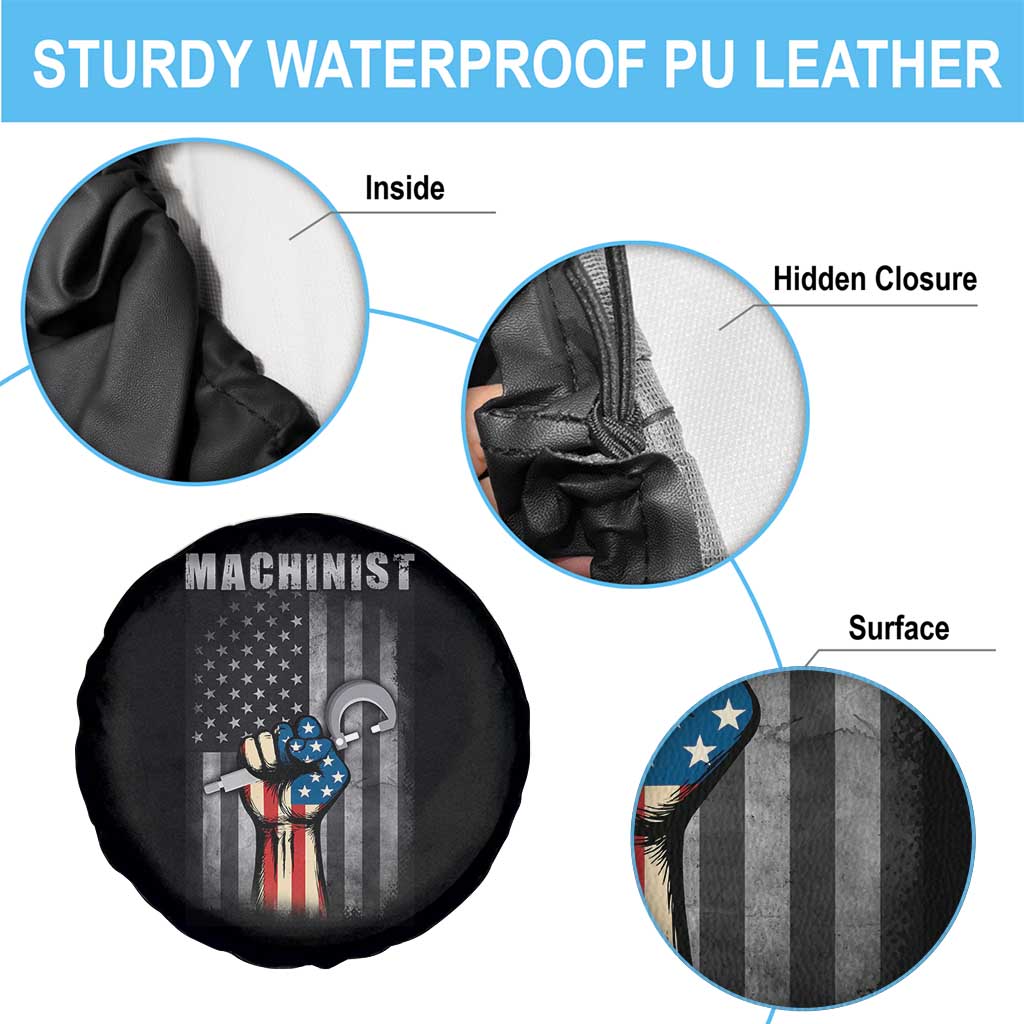 Machinist Patriotic US Flag Spare Tire Cover - Wonder Print Shop