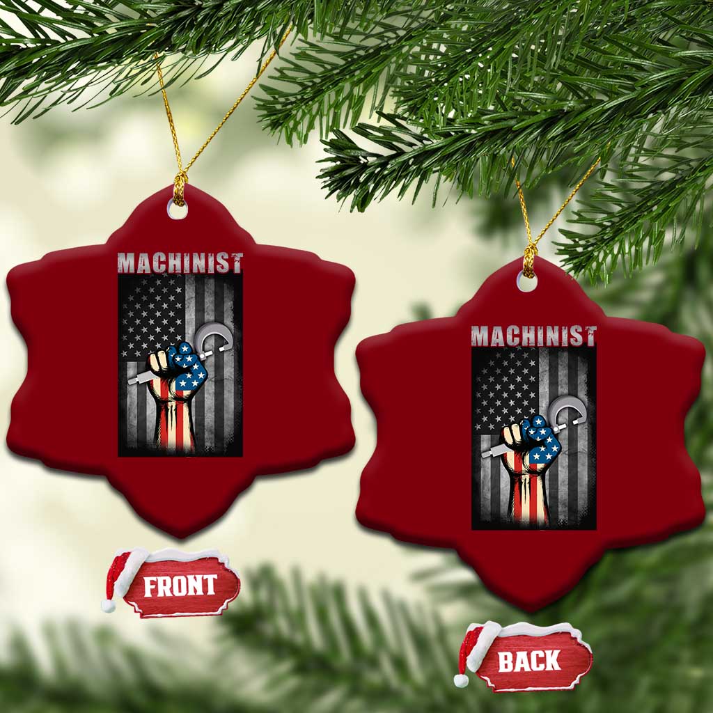 Machinist Patriotic US Flag Ceramic Ornament - Wonder Print Shop