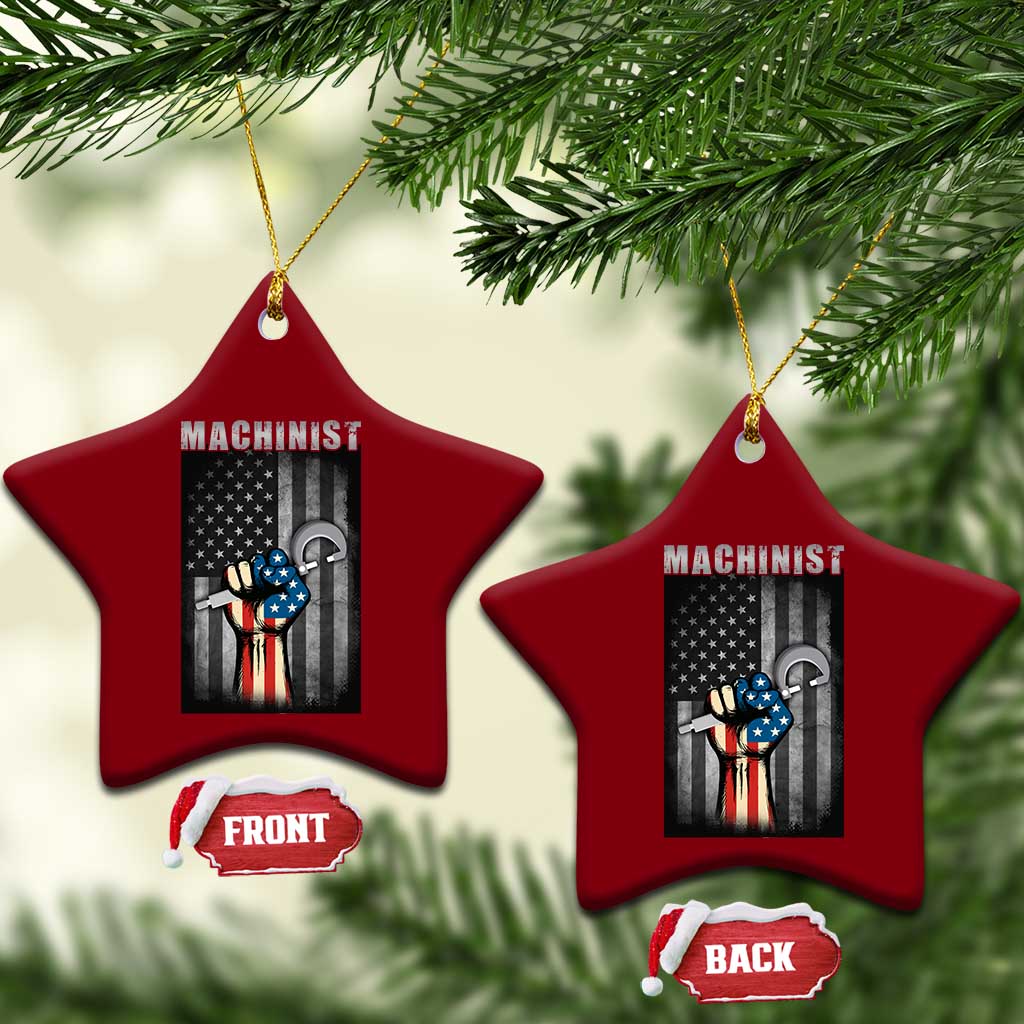 Machinist Patriotic US Flag Ceramic Ornament - Wonder Print Shop
