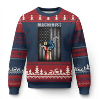 Machinist Patriotic US Flag Ugly Christmas Sweater - Wonder Print Shop