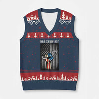 Machinist Patriotic US Flag V-Neck Knit Sweater Vest - Wonder Print Shop