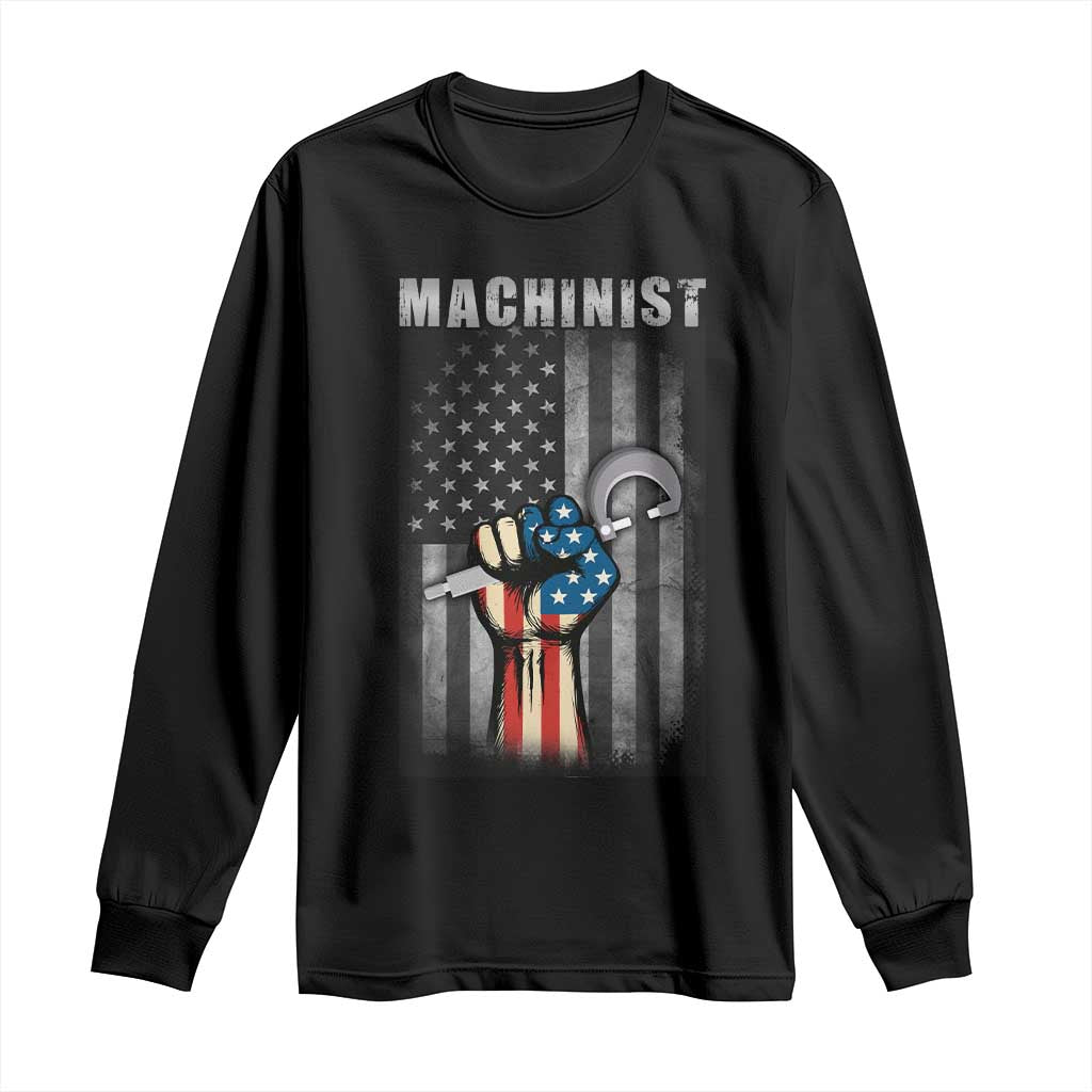 Machinist Patriotic US Flag Long Sleeve Shirt - Wonder Print Shop