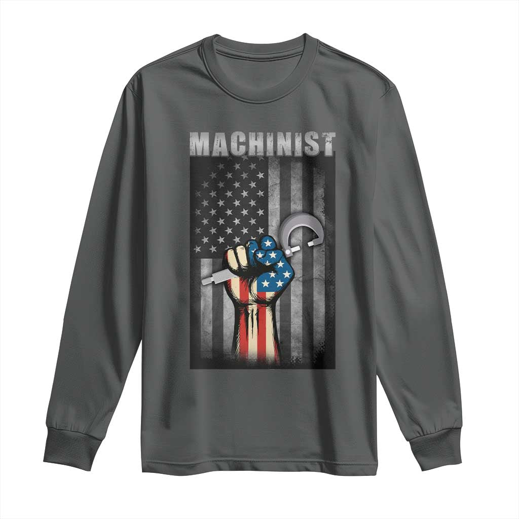 Machinist Patriotic US Flag Long Sleeve Shirt - Wonder Print Shop