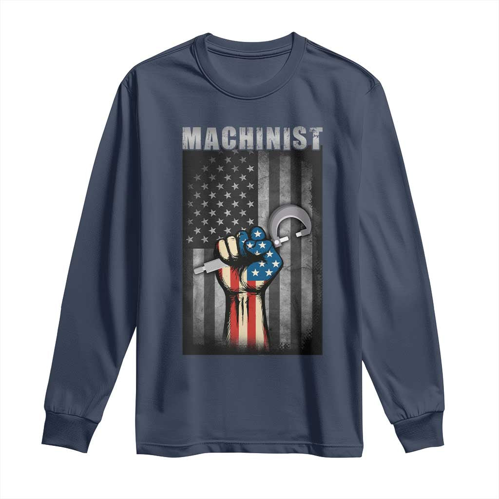 Machinist Patriotic US Flag Long Sleeve Shirt - Wonder Print Shop