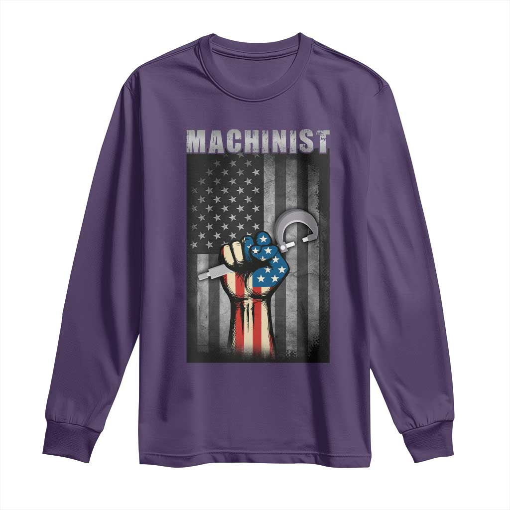 Machinist Patriotic US Flag Long Sleeve Shirt - Wonder Print Shop