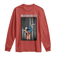 Machinist Patriotic US Flag Long Sleeve Shirt - Wonder Print Shop