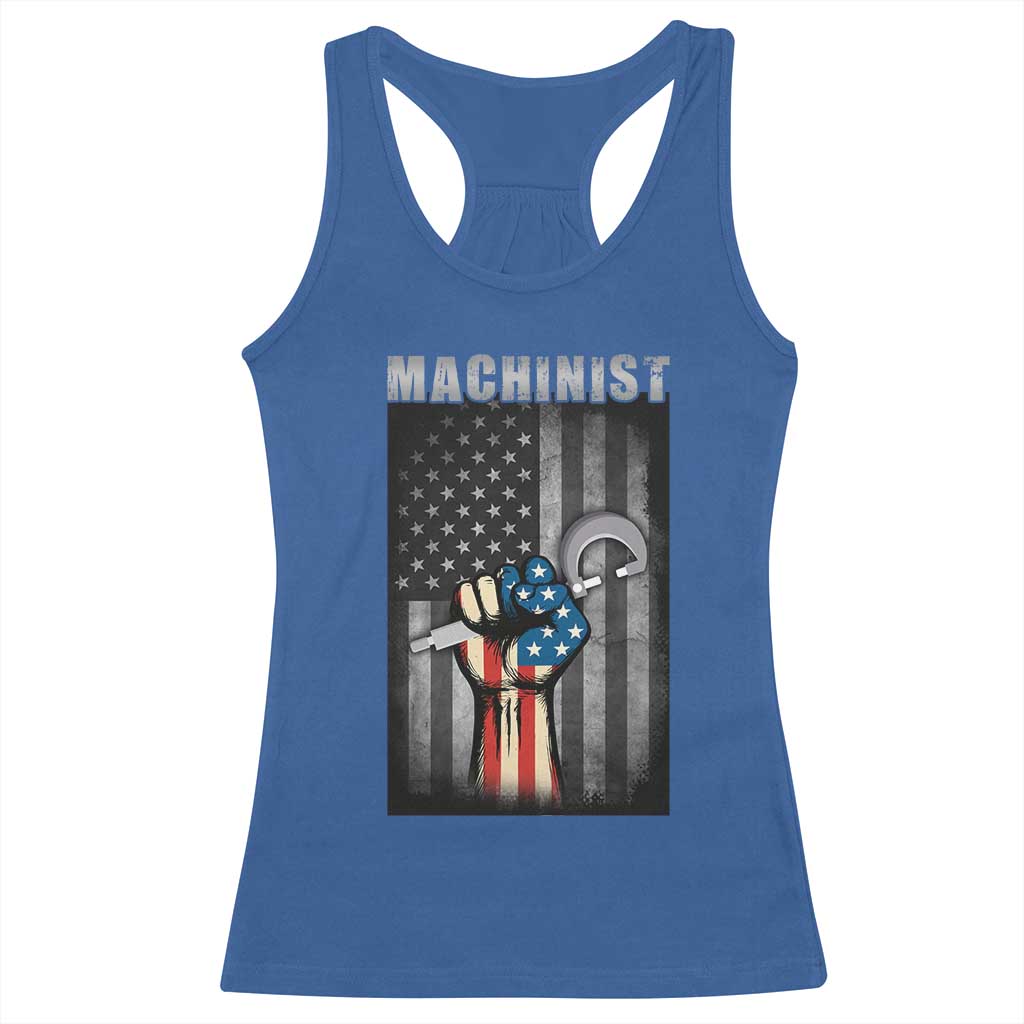 Machinist Patriotic US Flag Racerback Tank Top - Wonder Print Shop