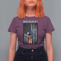Machinist Patriotic US Flag T Shirt For Women - Wonder Print Shop