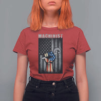 Machinist Patriotic US Flag T Shirt For Women - Wonder Print Shop