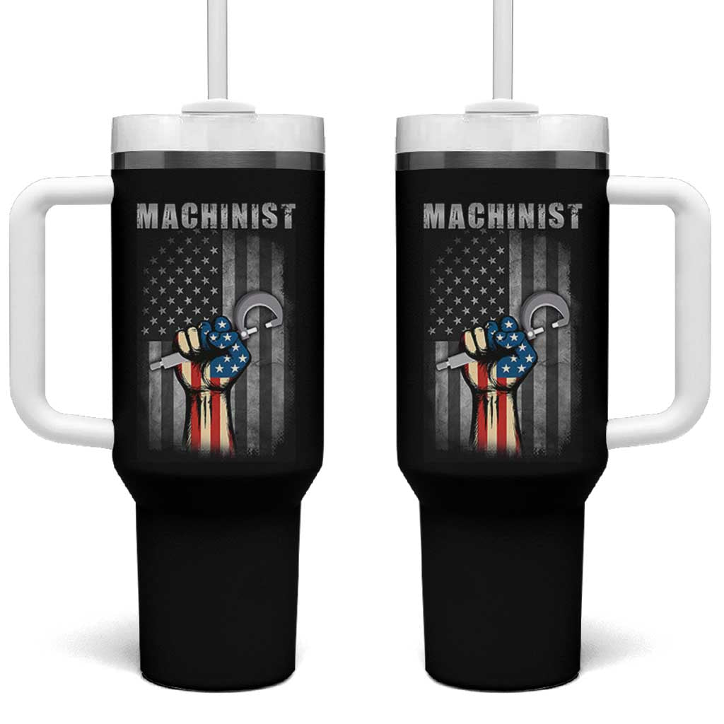 Machinist Patriotic US Flag Tumbler With Handle - Wonder Print Shop