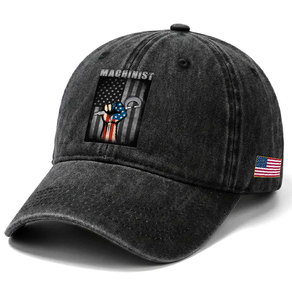 Machinist Patriotic US Flag Washed Cotton Baseball Cap