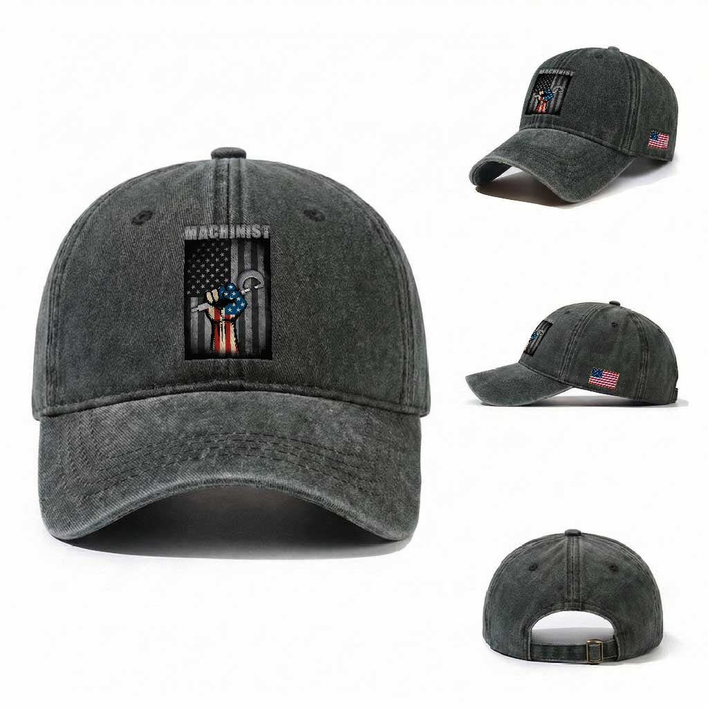 Machinist Patriotic US Flag Washed Cotton Baseball Cap