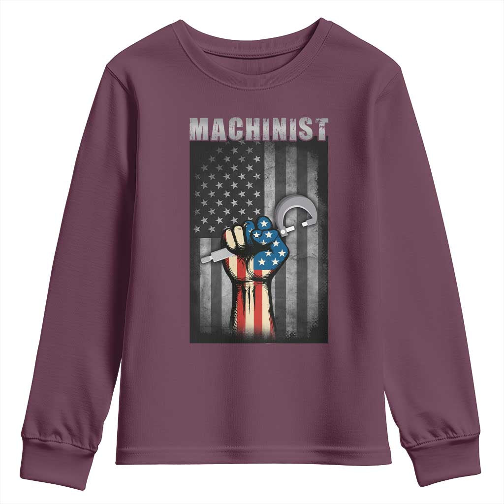 Machinist Patriotic US Flag Youth Sweatshirt - Wonder Print Shop