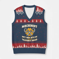 Funny Machinist Sarcastic V-Neck Knit Sweater Vest Do Not Mess With Me I Have Tolerance Issues - Wonder Print Shop