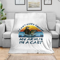 Funny Skeleton Camo Fishing Throw Blanket I Can Not Work Today My Arm Is In A Cast - Wonder Print Shop