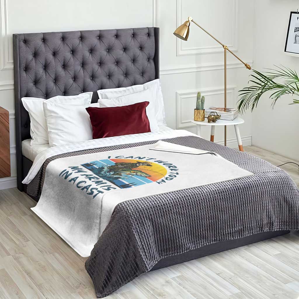 Funny Skeleton Camo Fishing Throw Blanket I Can Not Work Today My Arm Is In A Cast - Wonder Print Shop