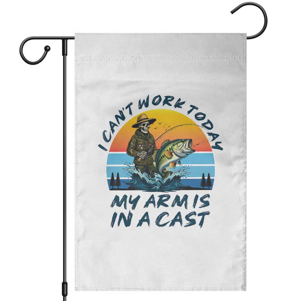 Funny Skeleton Camo Fishing Garden Flag I Can Not Work Today My Arm Is In A Cast - Wonder Print Shop