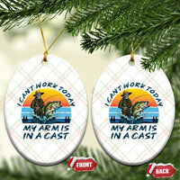 Funny Skeleton Camo Fishing Ceramic Ornament I Can Not Work Today My Arm Is In A Cast - Wonder Print Shop