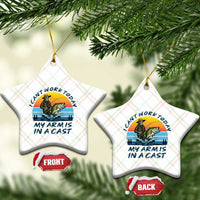 Funny Skeleton Camo Fishing Ceramic Ornament I Can Not Work Today My Arm Is In A Cast - Wonder Print Shop